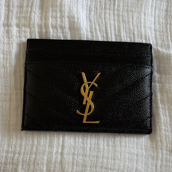 Yves Saint Laurent Black and Gold Card Holder - Picture 1 of 9